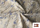 Vente en ligne de Tissu Half Panama Imprimé Branches de Coton Bleu