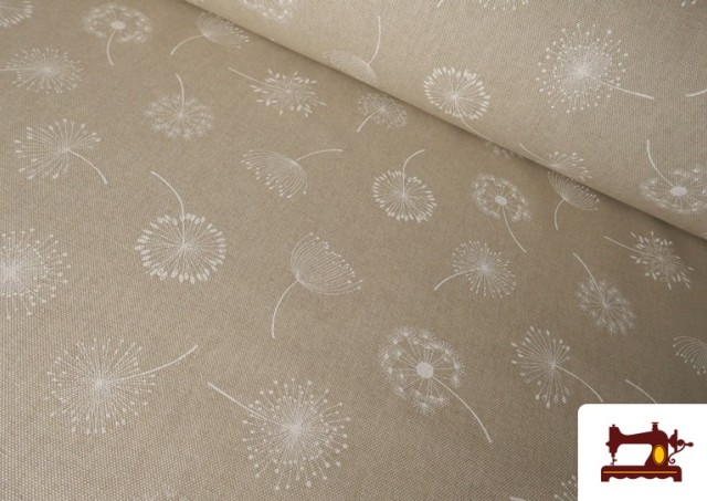 Tissu Half Panama Imprimé Pissenlit Blanc