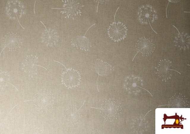 Acheter Tissu Half Panama Imprimé Pissenlit Blanc