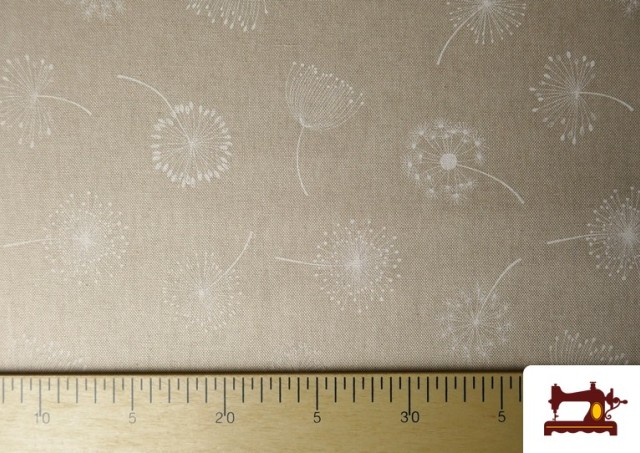 Acheter en ligne Tissu Half Panama Imprimé Pissenlit Blanc