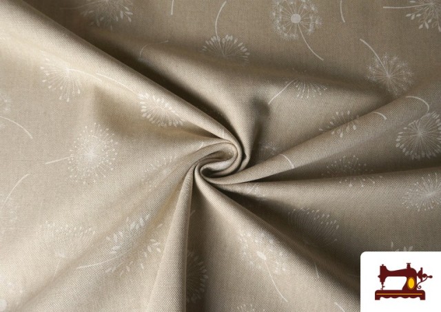 Vente en ligne de Tissu Half Panama Imprimé Pissenlit Blanc