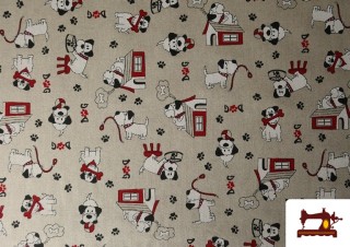 Acheter Tissu Half Panama Imprimé Chiens Amusants