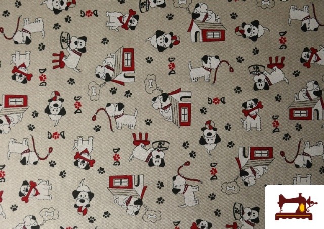 Acheter Tissu Half Panama Imprimé Chiens Amusants