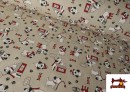 Tissu Half Panama Imprimé Chiens Amusants