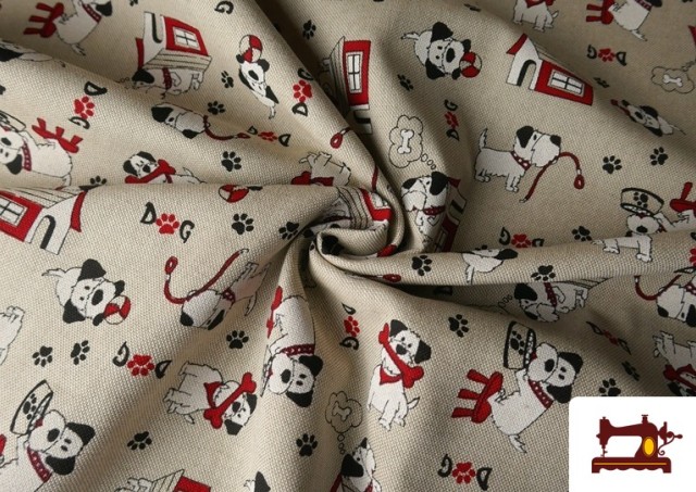 Vente en ligne de Tissu Half Panama Imprimé Chiens Amusants