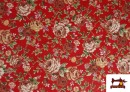 Acheter Tissu Coton Imprimé Traditionnel Floral couleur Rouge