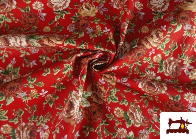 Vente en ligne de Tissu Coton Imprimé Traditionnel Floral couleur Rouge