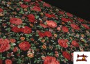 Tissu Coton Imprimé Traditionnel Floral couleur Noir