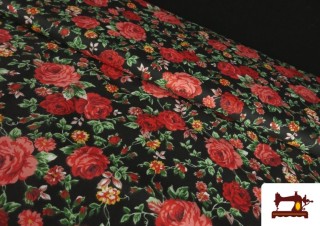 Tissu Coton Imprimé Traditionnel Floral couleur Noir
