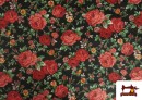 Tissu Coton Imprimé Traditionnel Floral couleur Noir