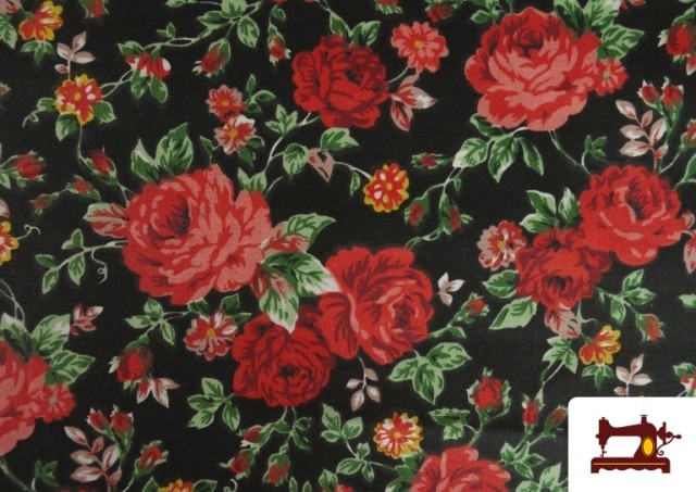 Acheter Tissu Coton Imprimé Traditionnel Floral couleur Noir