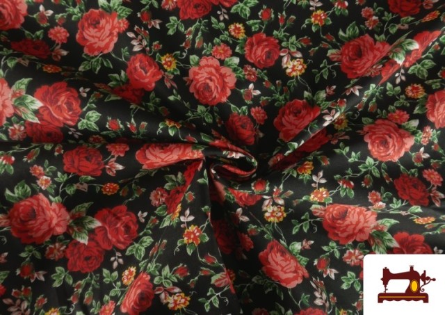 Acheter en ligne Tissu Coton Imprimé Traditionnel Floral couleur Noir