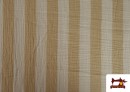Vente de Tissu Mousseline de Coton Rayures Beige