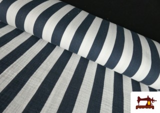Tissu Mousseline de Coton Rayures Marines