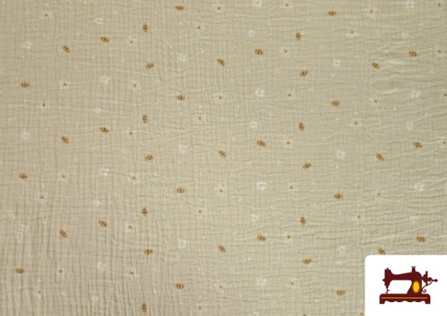 Acheter Tissu Mousseline de Coton Fleurs et Petites Abeilles Enfant