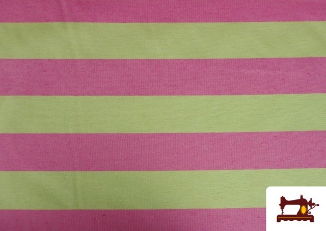 Vente de Tissu Toile Rayures Colorées Estivales couleur Vert