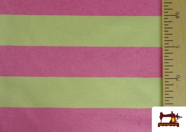 Acheter en ligne Tissu Toile Rayures Colorées Estivales couleur Vert