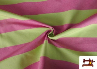 Vente en ligne de Tissu Toile Rayures Colorées Estivales couleur Vert