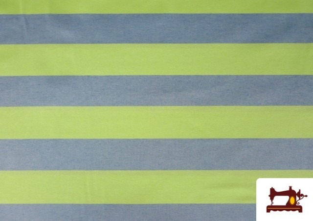 Acheter en ligne Tissu Toile Rayures Colorées Estivales couleur Bleu
