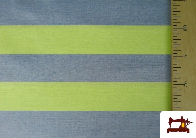 Vente en ligne de Tissu Toile Rayures Colorées Estivales couleur Bleu